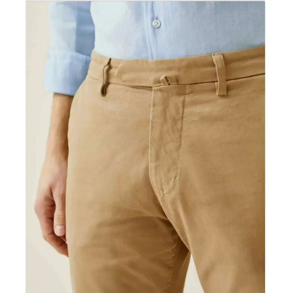 Luca Faloni Cortina Chino Men 30 IT46 Pant Made in Italy Trouser 30x29 Camel Tan